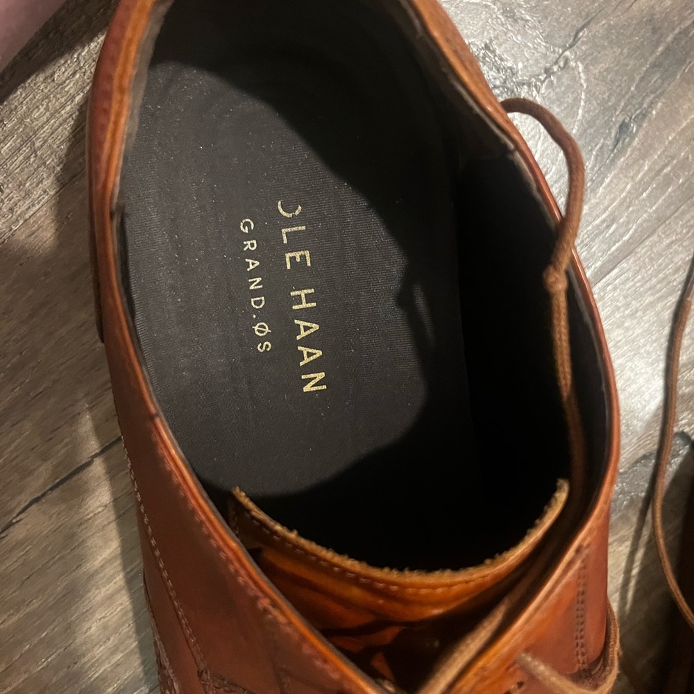 Cole Haan Grand O.S. Oxford Brown Leather Wingtip Brogue Lace Up Shoes 12 - Picture 3 of 8